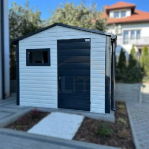 Domek ogrodowy 3x2 m Biały / Grafit RAL 9010/7016 | Filc i Rynny | Profil