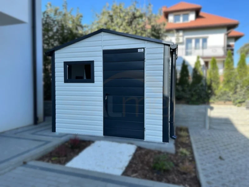 Domek ogrodowy 3x2 m Biały / Grafit RAL 9010/7016 | Filc i Rynny | Profil