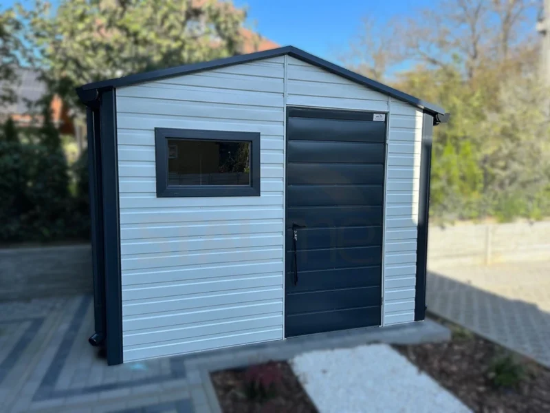 Domek ogrodowy 3x2 m Biały / Grafit RAL 9010/7016 | Filc i Rynny | Profil