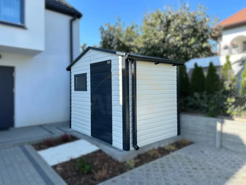 Domek ogrodowy 3x2 m Biały / Grafit RAL 9010/7016 | Filc i Rynny | Profil