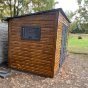 Domek narzędziowy 4x1,5 m drewnopodobny Złoty Dąb / Grafit | Profil