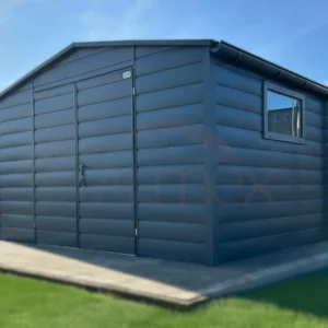 Domek ogrodowy 4x3 m Grafit BTX 7016 | Szeroki Panel | Rynny i Duże Okno | Profil
