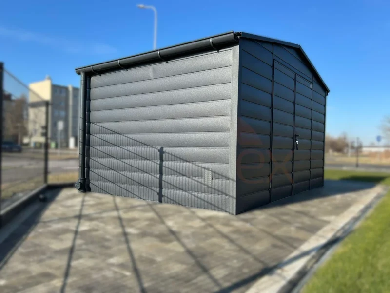 Domek ogrodowy 4x3 m Grafit BTX 7016 | Szeroki Panel | Rynny i Duże Okno | Profil