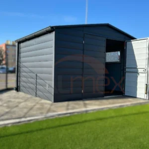 Domek ogrodowy 4x3 m Grafit BTX 7016 | Szeroki Panel | Rynny i Duże Okno | Profil