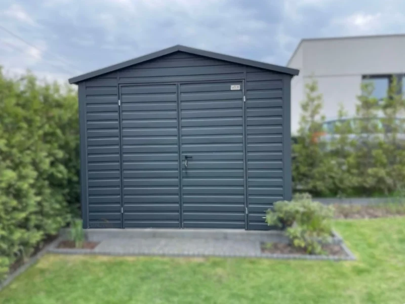 Nowoczesny Domek narzędziowy 3,5x2 m Grafit BTX 7016  | Okno | Profil