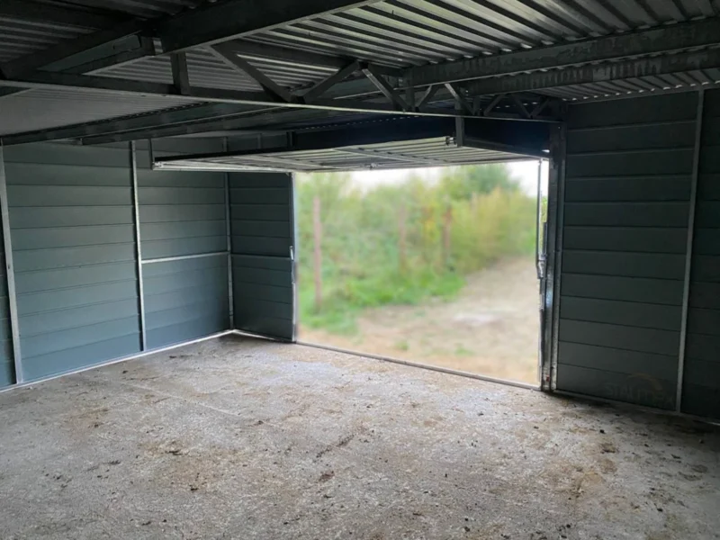 Garaż blaszany 6x5m Złoty Dąb / Grafit | Blachodachówka | Szeroki Panel | Profil