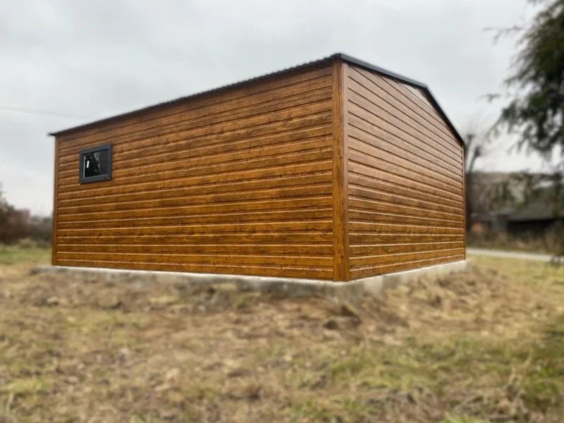 Garaż blaszany 5x5m Złoty Dąb / Grafit | Brama z Automatem | Strefa Warsztatowa | Profil