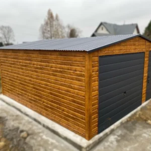 Garaż blaszany 5x5m Złoty Dąb / Grafit | Brama z Automatem | Strefa Warsztatowa | Profil