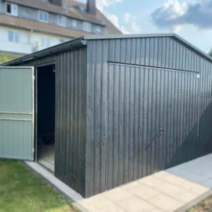 Garaż blaszany 4x6m Grafit Drewnopodobny | Podwyższony 2,70m | Rynny i Okno | Profil