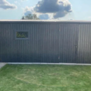Garaż blaszany 4x6m Grafit Drewnopodobny | Podwyższony 2,70m | Rynny i Okno | Profil