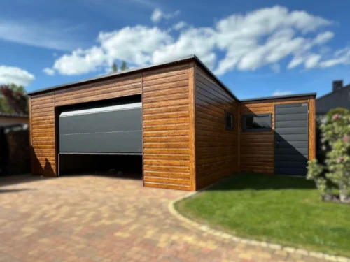 Garaż blaszany 6x5m Złoty Dąb / Grafit | Brama Segmentowa z Automatem | Profil