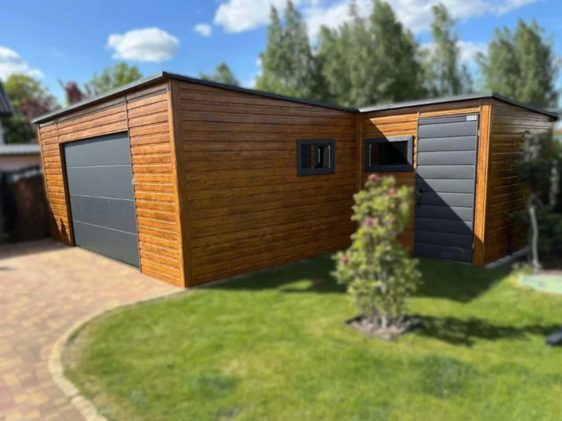 Garaż blaszany 6x5m Złoty Dąb / Grafit | Brama Segmentowa z Automatem | Profil