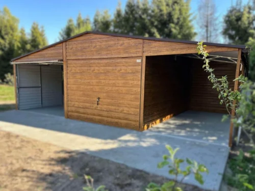 Garaż blaszany z wiatą