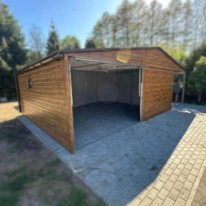 Garaż blaszany podwójny 8x6m Złoty Dąb | Garaż 6m + Wiata 2m | Filc i Rynny | Profil