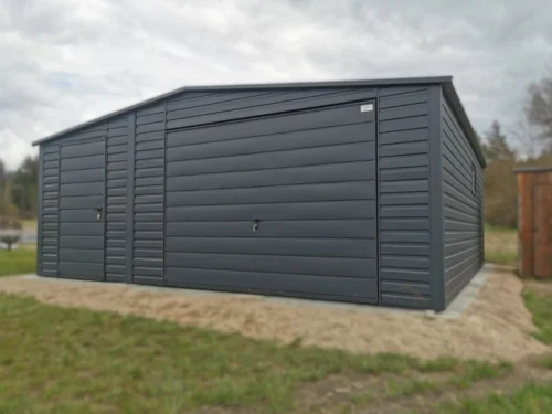 Garaż blaszany 6x6m Grafit BTX 7016 | Strefa Warsztatowa z 2 Oknami | Profil