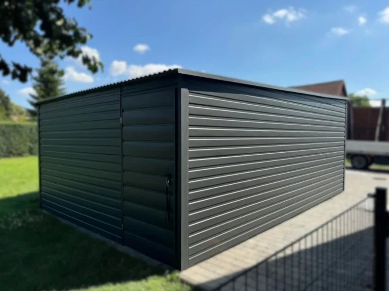 Garaż blaszany 4x6m Grafit BTX 7016 | Spójny Panel T7 | Światło wjazdu 2,0 m | Filc | Profil