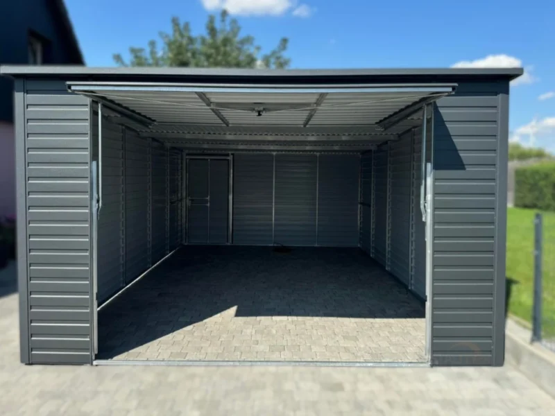 Garaż blaszany 4x6m Grafit BTX 7016 | Spójny Panel T7 | Światło wjazdu 2,0 m | Filc | Profil