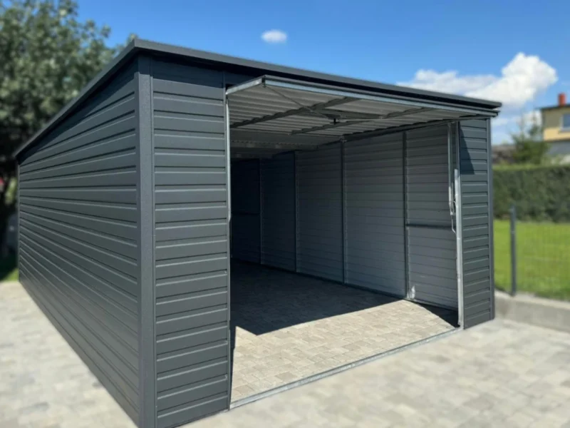 Garaż blaszany 4x6m Grafit BTX 7016 | Spójny Panel T7 | Światło wjazdu 2,0 m | Filc | Profil