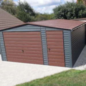 Garaż blaszany 5x5m Grafit / Brąz BTX 7016/8017 | Osobne Drzwi i Rynny | Profil