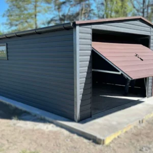 Garaż blaszany 5x5m Grafit / Brąz BTX 7016/8017 | Osobne Drzwi i Rynny | Profil