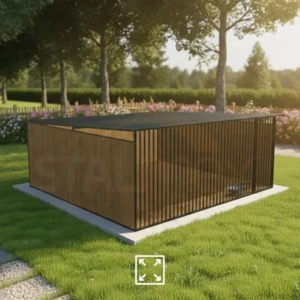 Kojec dla psa Czarny [Warianty] | Zabudowa drewnem | Obrotowe miski | Profie Pionowe