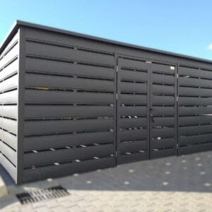 Wiata śmietnikowa Premium 5,00 x 5,00 m (25 m²) Grafit Lamele