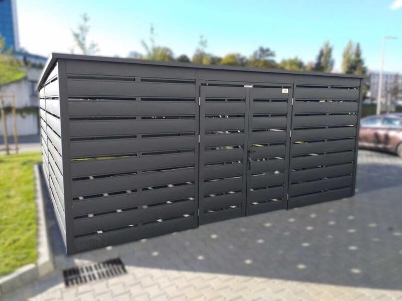 Wiata śmietnikowa Premium 5,00 x 5,00 m (25 m²) Grafit Lamele