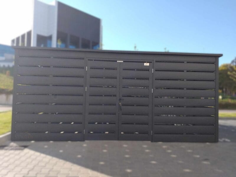 Wiata śmietnikowa Premium 5,00 x 5,00 m (25 m²) Grafit Lamele