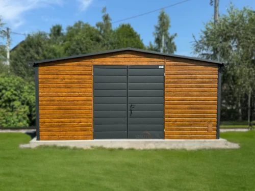 Domek narzędziowy 5x3 m Złoty Dąb / Grafit | Bez Okien | Rynny | Profil