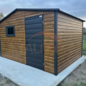 D183-1 Nowoczesny Domek ogrodowy 4x3 m Złoty Dąb / Grafit | Okno | Profil