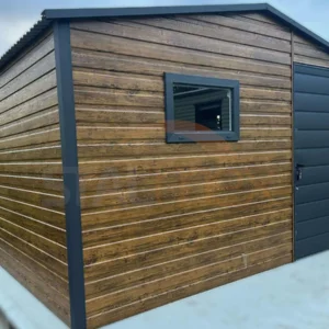 D183-2 Nowoczesny Domek ogrodowy 4x3 m Złoty Dąb / Grafit | Okno | Profil