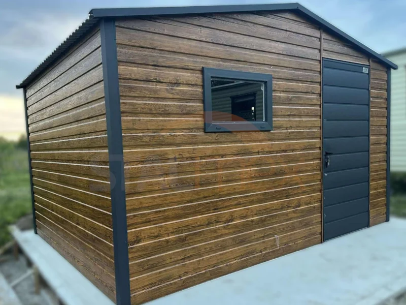 D183-2 Nowoczesny Domek ogrodowy 4x3 m Złoty Dąb / Grafit | Okno | Profil