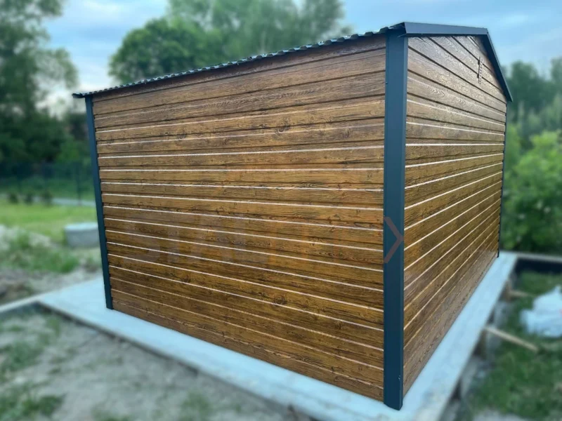 D183-3 Nowoczesny Domek ogrodowy 4x3 m Złoty Dąb / Grafit | Okno | Profil