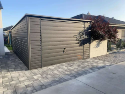 Garaż blaszany 4x6m Grafit BTX 7016 | Poziomy Panel | Podwyższony Wjazd 2,10m | Profil