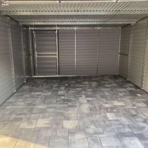 GK147-3 Garaż blaszany 4x6m Grafit BTX 7016 | Poziomy Panel | Podwyższony Wjazd 2,10m | Profil