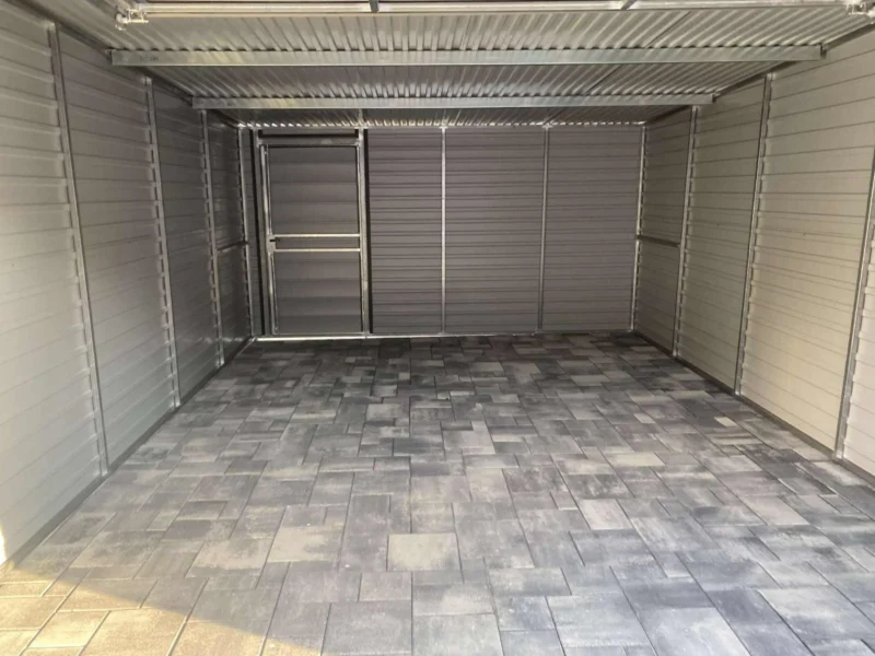 GK147-3 Garaż blaszany 4x6m Grafit BTX 7016 | Poziomy Panel | Podwyższony Wjazd 2,10m | Profil