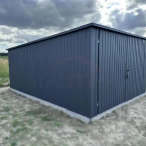 GK148-1 Garaż blaszany 3,5x5m Grafit BTX 7016 | Pionowy Trapez T7 | Brama Dwuskrzydłowa | Profil