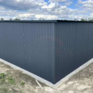 GK148-3 Garaż blaszany 3,5x5m Grafit BTX 7016 | Pionowy Trapez T7 | Brama Dwuskrzydłowa | Profil