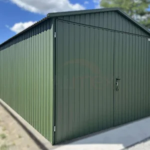 Garaż blaszany 3x5m Zieleń Mat BTX 6020 | Dach Dwuspadowy | Brama Dwuskrzydłowa | Profil