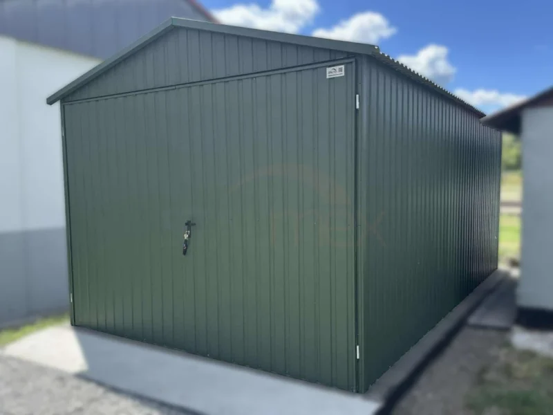 Garaż blaszany 3x5m Zieleń Mat BTX 6020 | Dach Dwuspadowy | Brama Dwuskrzydłowa | Profil