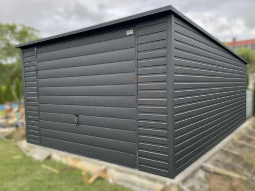 Garaż blaszany 4x6m Grafit BTX 7016 | Podwyższony Wjazd 2,10m | Osobne Drzwi | Profil
