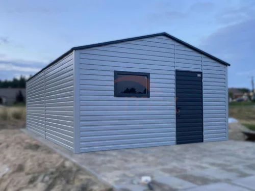 Garaż / Magazyn 5x7m RAL 9006 / Grafit | Podwyższony 3,0m | Brama Dwuskrzydłowa | Profil