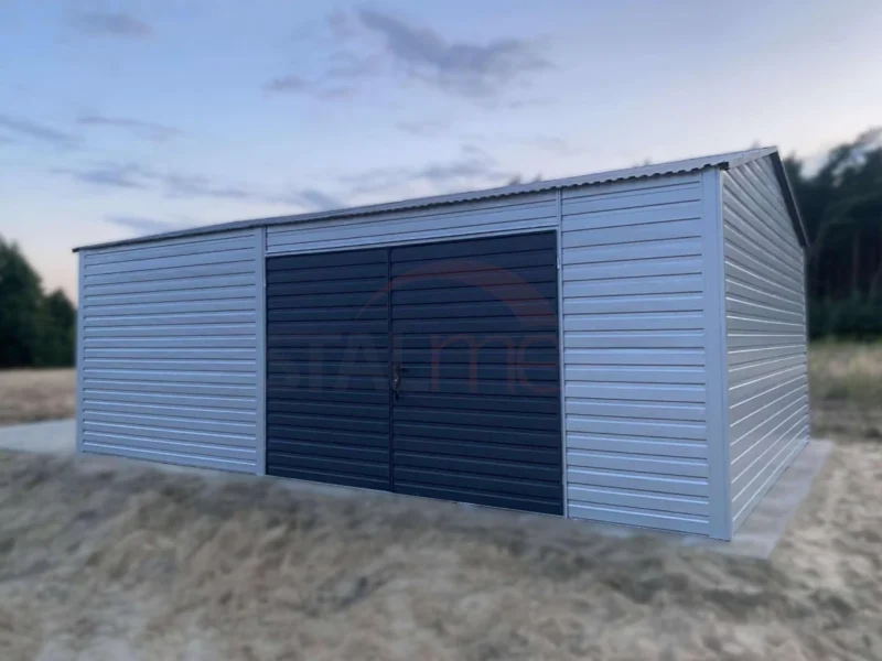 Garaż / Magazyn 5x7m RAL 9006 / Grafit | Podwyższony 3,0m | Brama Dwuskrzydłowa | Profil