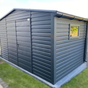 Nowoczesny Domek narzędziowy 4x2,5 m Grafit BTX 7016 | Rynny i Okno | Profil
