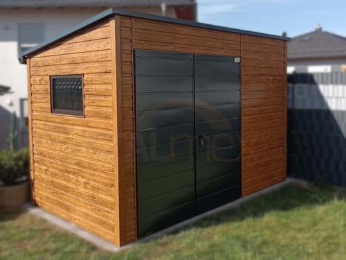 Domek ogrodowy 3,5x2 m Złoty Dąb / Grafit | Podwyższony 2,40m | Profil
