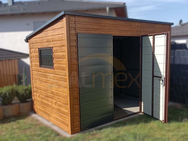 Domek ogrodowy 3,5x2 m Złoty Dąb / Grafit | Podwyższony 2,40m | Profil