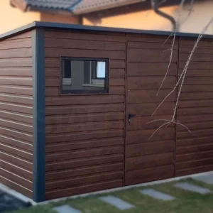 Domek ogrodowy 4x2 m drewnopodobny Orzech | Okno i Rynny | Profil