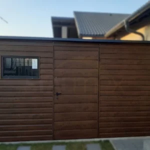 Domek ogrodowy 4x2 m drewnopodobny Orzech | Okno i Rynny | Profil