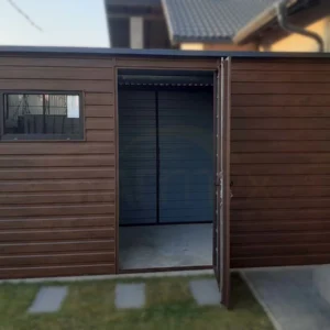 Domek ogrodowy 4x2 m drewnopodobny Orzech | Okno i Rynny | Profil