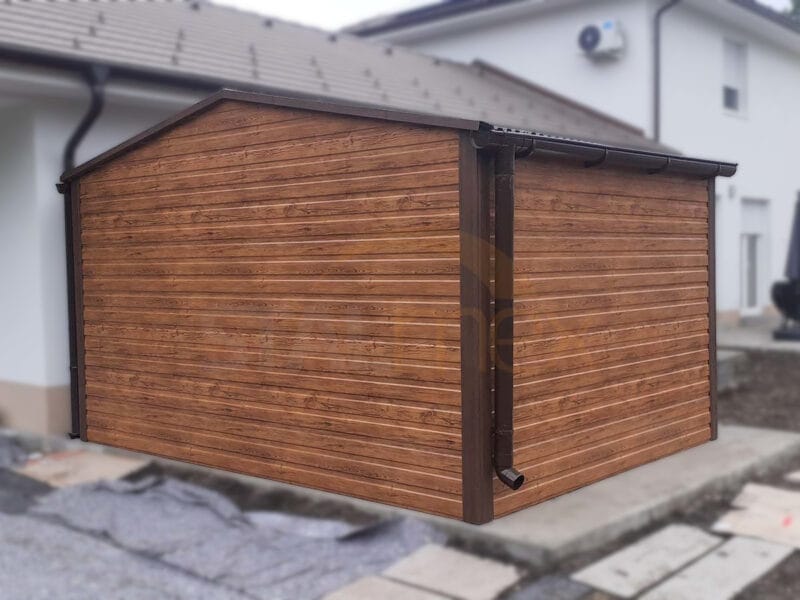 D82-2 Domek narzędziowy 4x2,5 m Złoty Dąb / Orzech | Szerokie Drzwi 3m | Profil